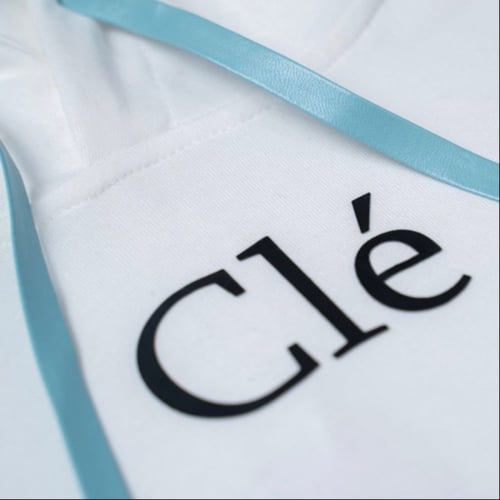 Clé Soft White Hoodie (Leather Strings)