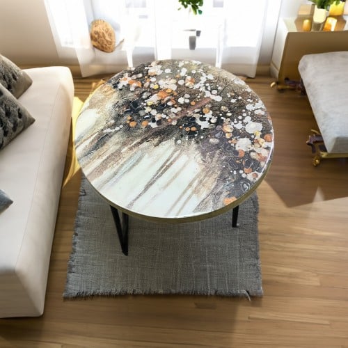 طاولة خدمة بقع الالوان خشبية مصنوعة يدويا