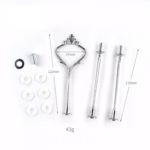 قطع تثبيت حامل كيك شكل فضي مزخرف