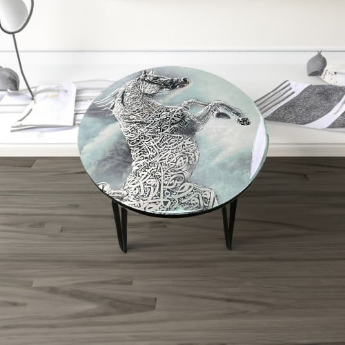 طاولة خدمة سعف النخيل خشبية مصنوعة يدويا