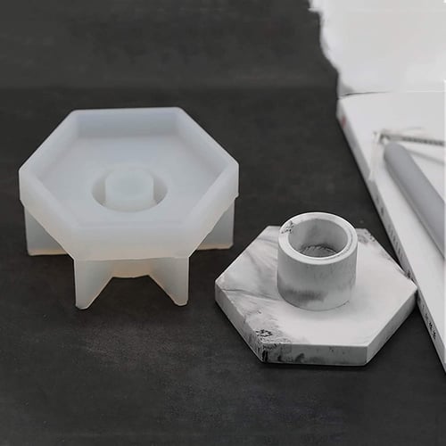 قالب سيليكون شمعدان سداسي لصنع اعمال الفنية للريزن...