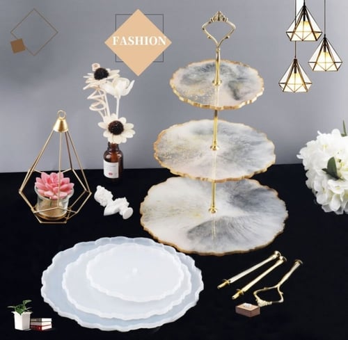 قوالب سيليكون طقم ستاند تقديم مع حامل ذهبي