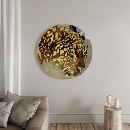 لوحة جدارية صورة نمر خشبية مصنوعة يدويا