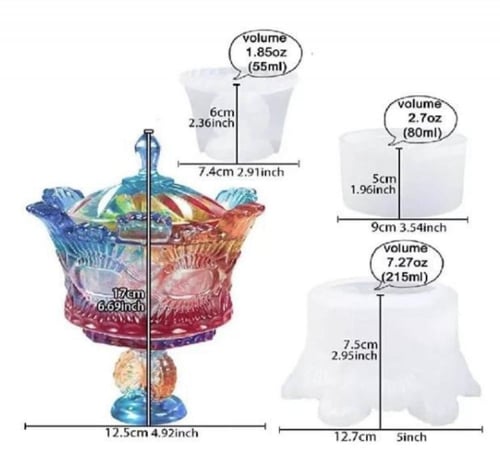قالب سيليكون مبخرة الكريستالي صندوق سكريات