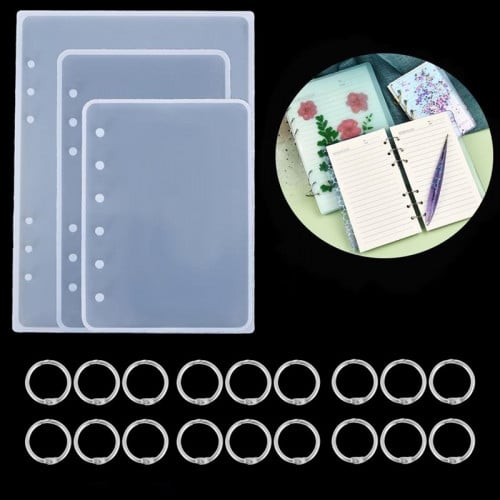 قوالب سيليكون غلاف دفتر 3 قطعة مع 18حلقة