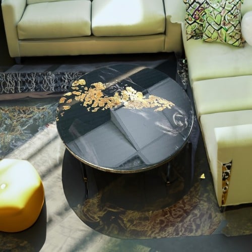 طاولة خدمة خيل اسود خشبية مصنوعة يدويا