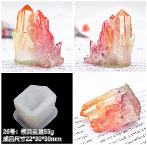 14 قطعة قوالب سيليكون اشكال كريستالية ثلاثية الأبع...