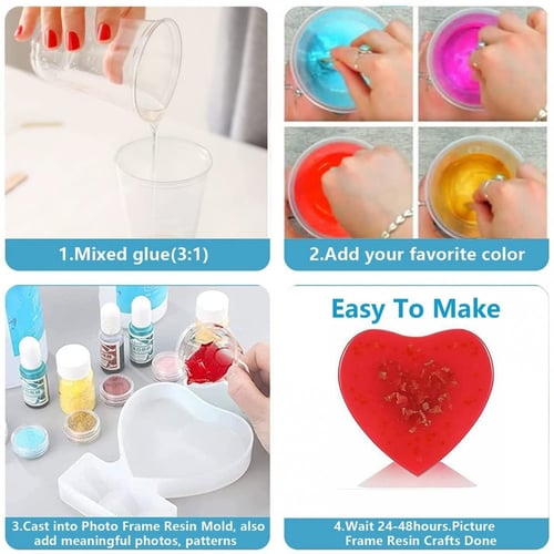 قالب سيليكون للريزن إطار صورة على شكل قلب كبير