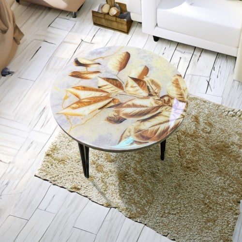 طاولة خدمة اوراق الخريف خشبية مصنوعة يدويا