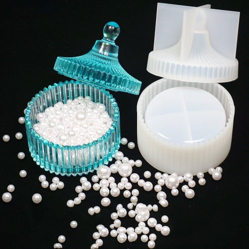 قالب سيليكون صحن تقديم دائري مع غطاء