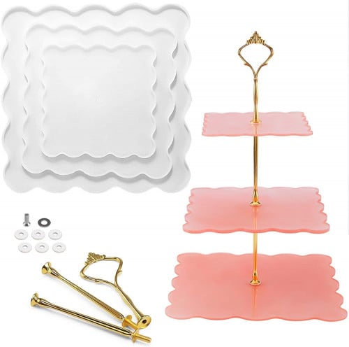 قوالب طبق تقديم ثلاثة طوابق مربعة