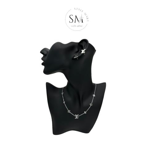 سلسال وحلق لويس فيتون LOUIS VUITTON ( 3 فضي )