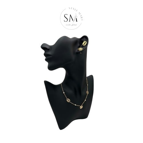 سلسال وحلق من قوتشي 4 Gucci ذهبي