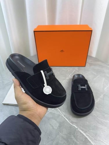 صندل هيرمز للجنسين شامواه اسود