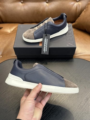 حذاء رجالي زينيا تربيل ستيتش جلد شامواه رصاصي وبني