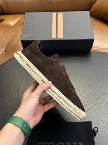 حذاء رجالي زينيا تربيل ستيتش جلد شامواه بني