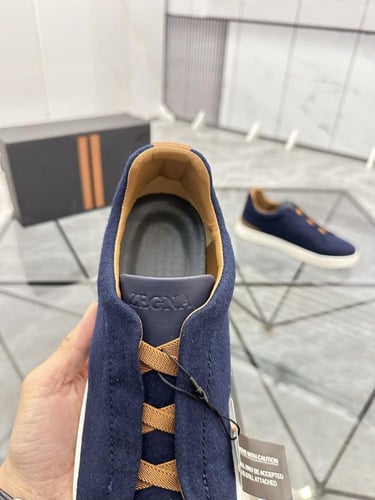 حذاء رجالي زينيا تربيل ستيتش جلد شامواه كحلي