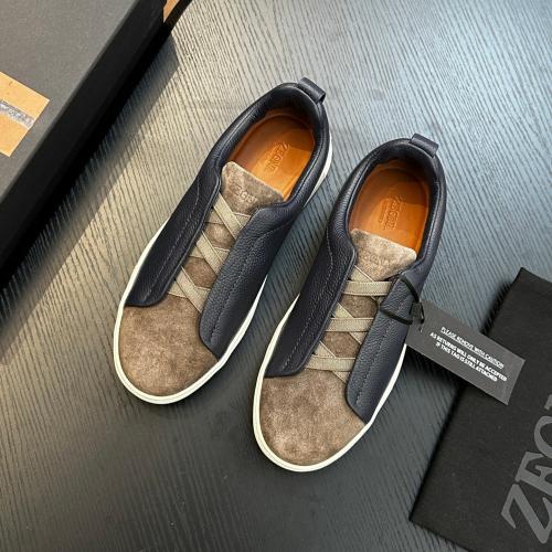 حذاء رجالي زينيا تربيل ستيتش جلد شامواه رصاصي وبني