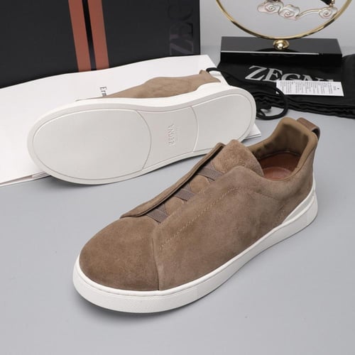 حذاء رجالي زينيا تربيل ستيتش جلد شامواه بني