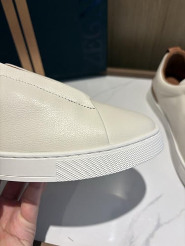 حذاء رجالي زينيا تربيل ستيتش جلد بيج وبني