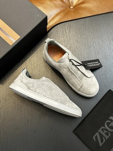 حذاء رجالي زينيا تربيل ستيتش جلد شامواه رمادي