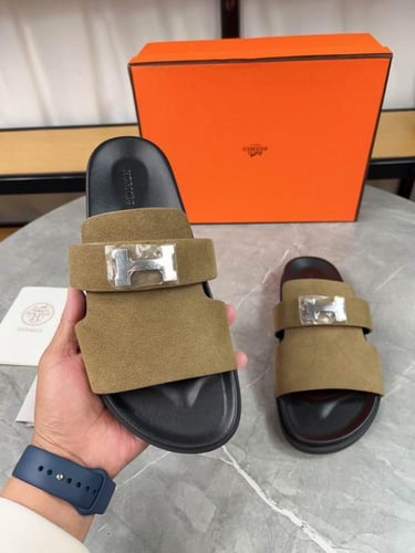 صندل هيرمز جاكسون رجالي شامواه زيتي