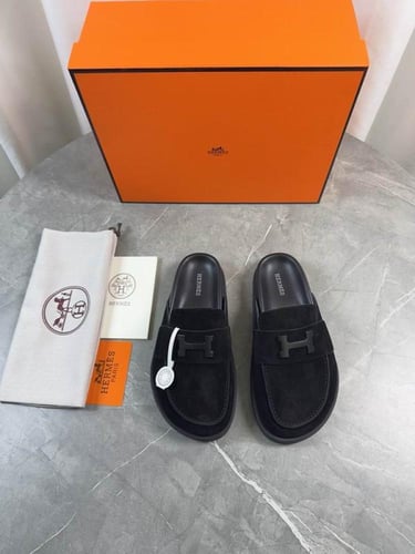 صندل هيرمز للجنسين شامواه اسود