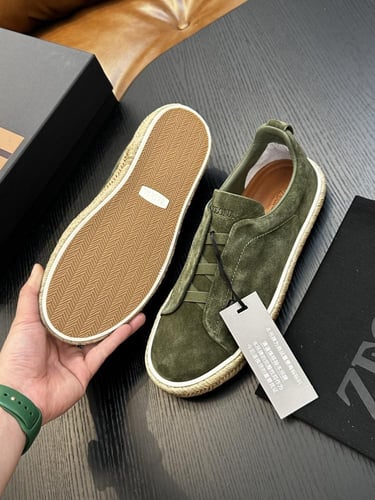 حذاء رجالي زينيا تربيل ستيتش جلد شامواه أخضر