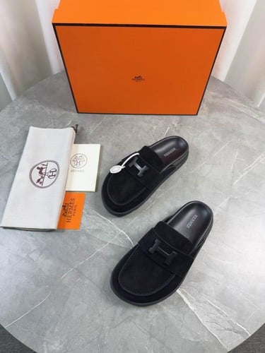 صندل هيرمز للجنسين شامواه اسود