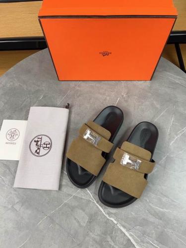 صندل هيرمز جاكسون رجالي شامواه زيتي