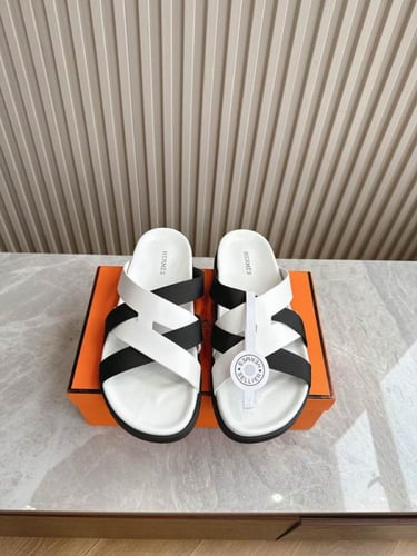 صندل هيرمز كازمير رجالي ابيض واسود