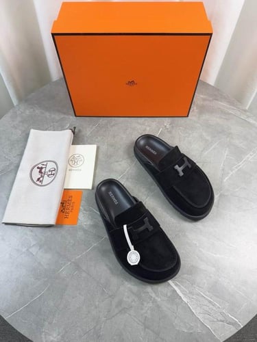 صندل هيرمز للجنسين شامواه اسود