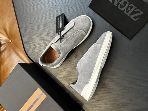 حذاء رجالي زينيا تربيل ستيتش جلد شامواه رمادي