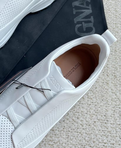 حذاء رجالي زينيا تربيل ستيتش مونتي جلد أبيض