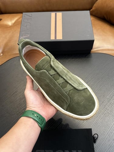 حذاء رجالي زينيا تربيل ستيتش جلد شامواه أخضر