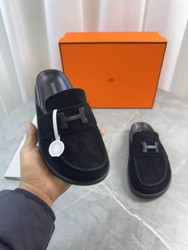 صندل هيرمز للجنسين شامواه اسود