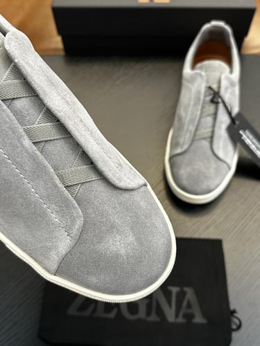 حذاء رجالي زينيا تربيل ستيتش جلد شامواه رمادي