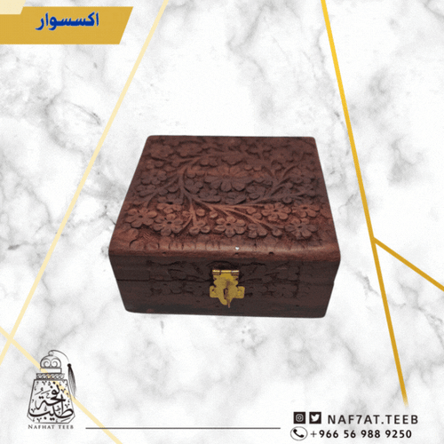 صندوق خشبي هندي منقوش مبطن بالمخمل