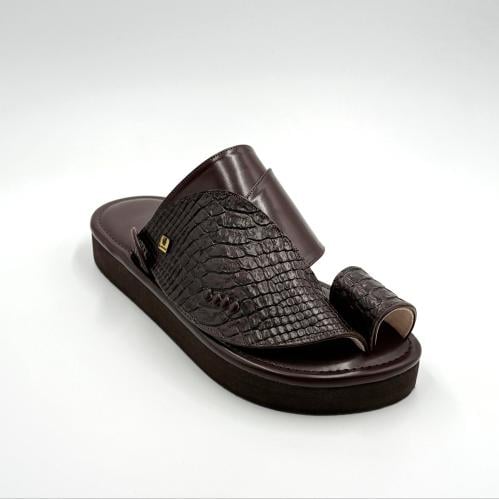 حذاء لون بني جلد ثعبان مطبوع