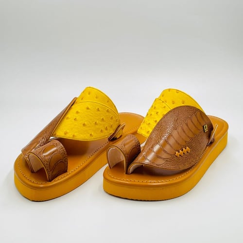 حذاء جلد ماعز مطبوع ساق نعام