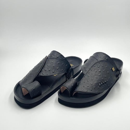 حذاء ربل طبي جلد نعام اسود