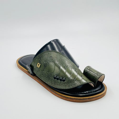 حذاء جلد ماعز مطبوع ساق نعام