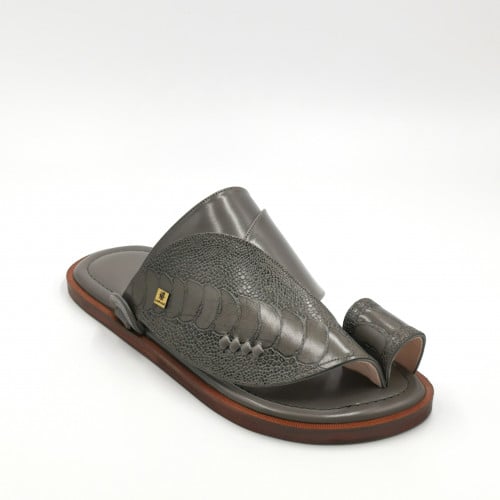 حذاء جلد ماعز مطبوع ساق نعام