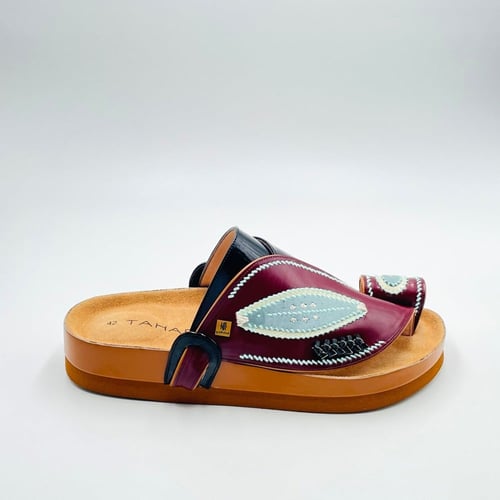 حذاء ربل طبي مطرز صوف كتان مع زري فضي