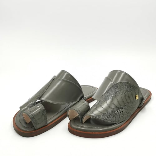 حذاء جلد ماعز مطبوع ساق نعام