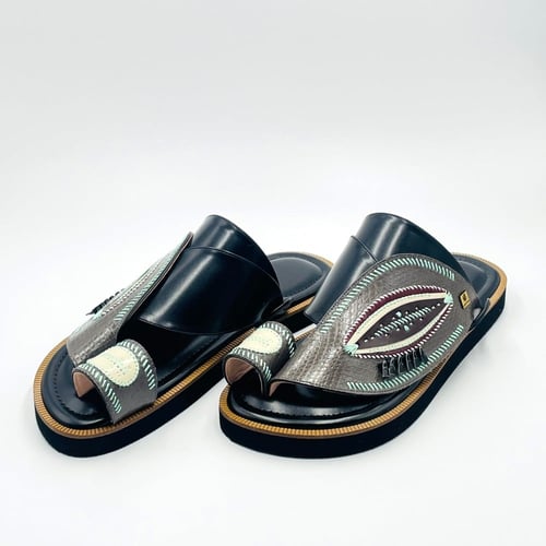 حذاء مطرز صوف كتان جلد سحلية مطبوع