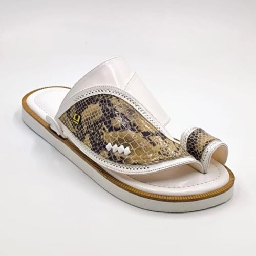 حذاء جلد ثعبان مطبوع مطرز رري فضي