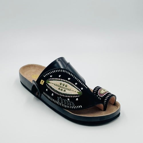 حذاء ربل طبي مطرز صوف كتان