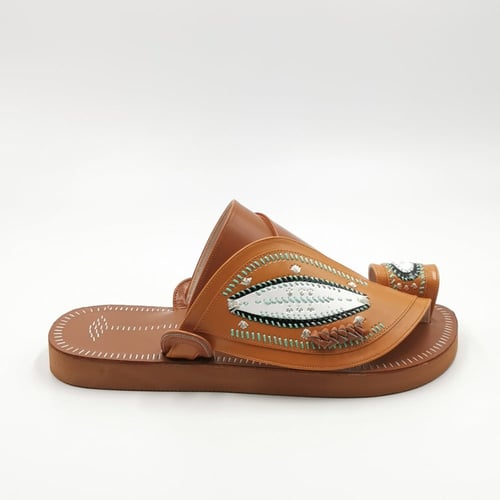 حذاء مطرز زري فضي مع صوف كتان