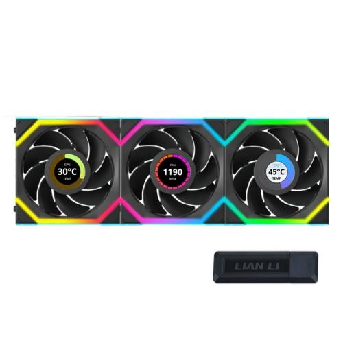 Lian Li Uni Fan Black SL-LCD ARGB PWM 120mm Wirele...